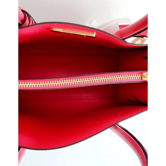 MICHAEL KORS CENTER STRIPE MAPLE SM SATCHEL TOTE Crossbody Geranium Pink - Picture 8 of 14